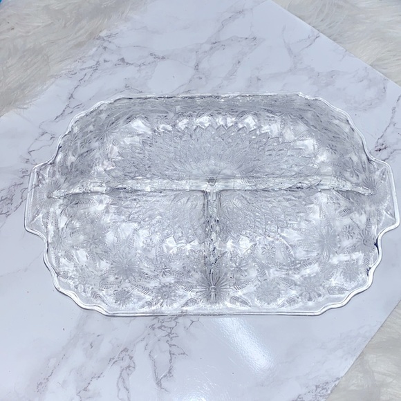 Vintage Glass floral serving dish - Picture 2 of 4